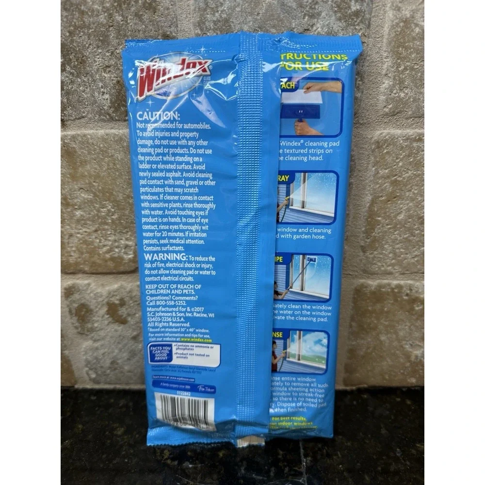 Windex Outdoor Window Cleaning Refill Pads - Includes 2 Pads NEW & SEALED